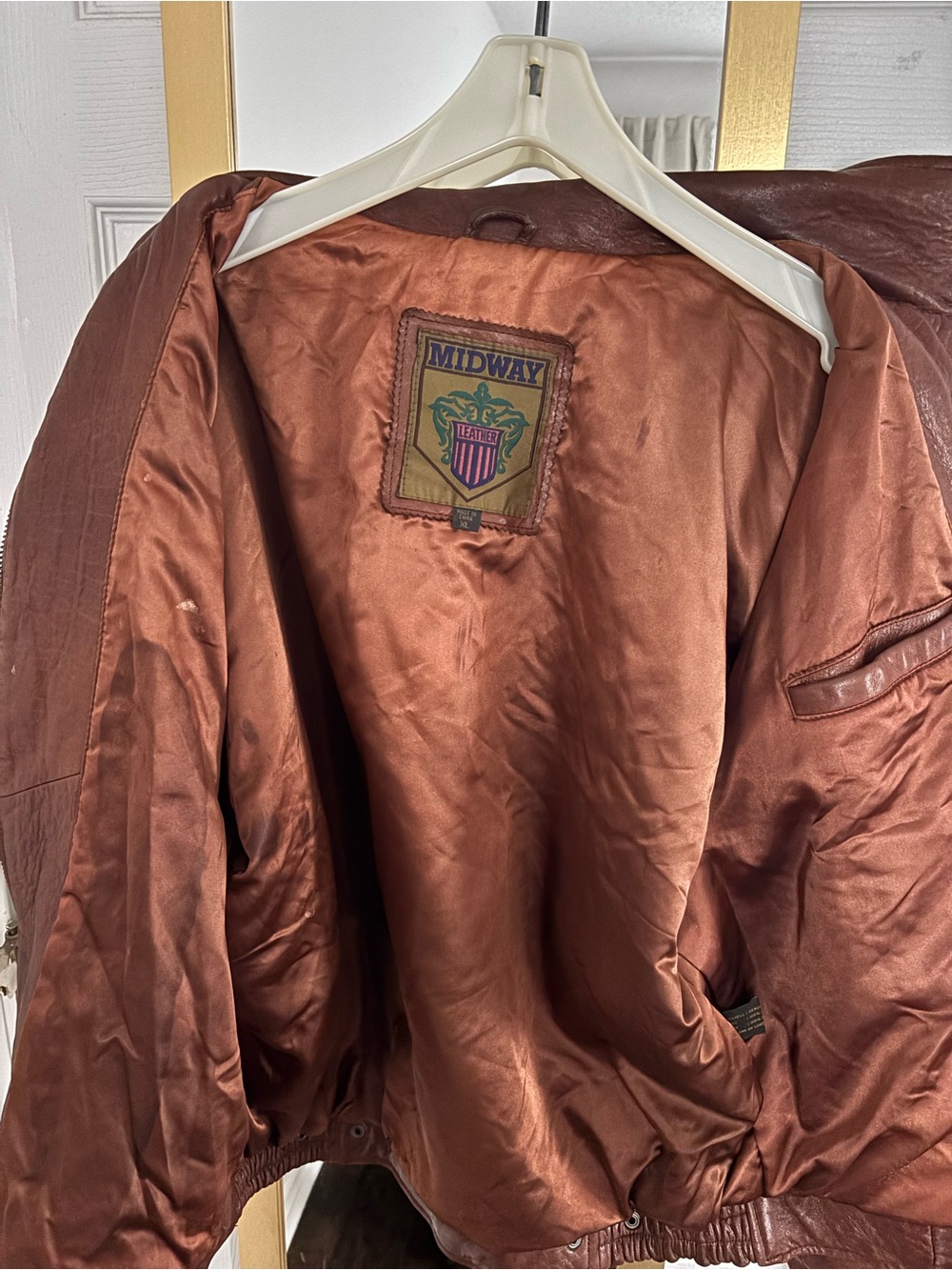 Brown Leather Bomber Jacket - Men's